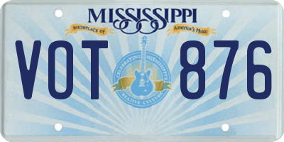 MS license plate VOT876