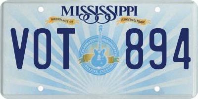 MS license plate VOT894