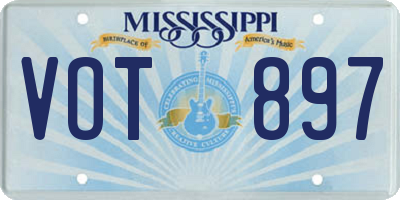 MS license plate VOT897