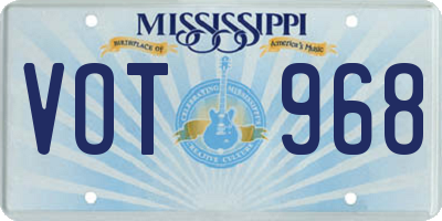 MS license plate VOT968