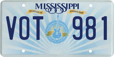 MS license plate VOT981