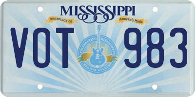 MS license plate VOT983