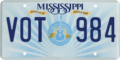 MS license plate VOT984