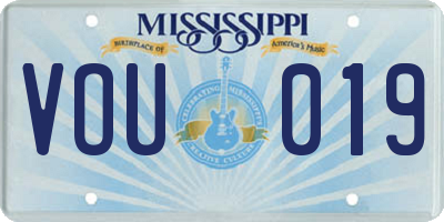 MS license plate VOU019