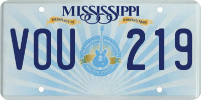 MS license plate VOU219