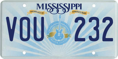 MS license plate VOU232