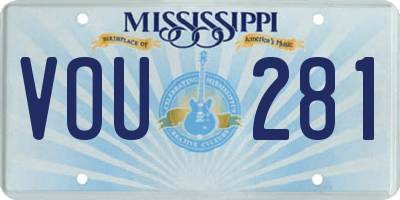MS license plate VOU281