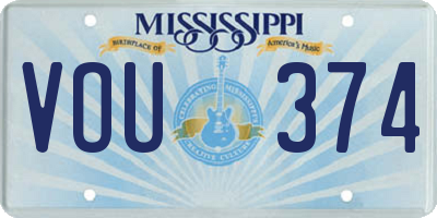 MS license plate VOU374