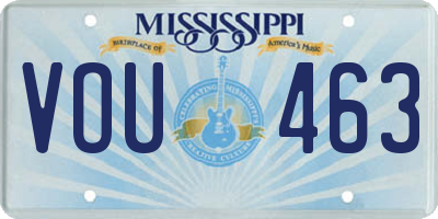 MS license plate VOU463