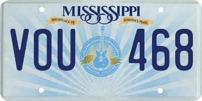 MS license plate VOU468