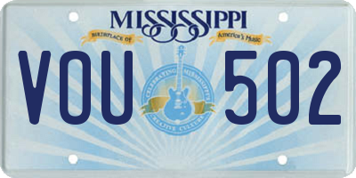 MS license plate VOU502