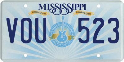 MS license plate VOU523