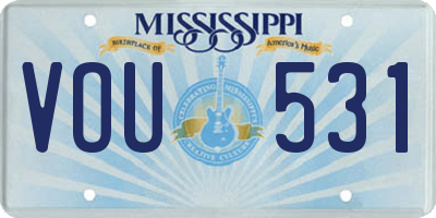 MS license plate VOU531