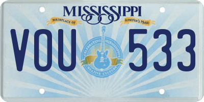 MS license plate VOU533