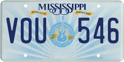 MS license plate VOU546