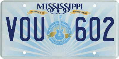 MS license plate VOU602