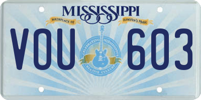 MS license plate VOU603