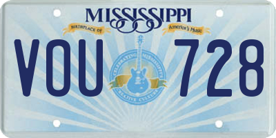 MS license plate VOU728