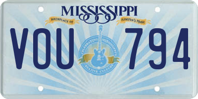 MS license plate VOU794