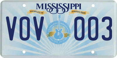 MS license plate VOV003