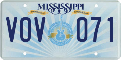 MS license plate VOV071