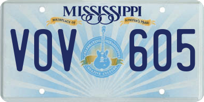 MS license plate VOV605