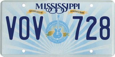 MS license plate VOV728