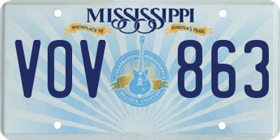 MS license plate VOV863