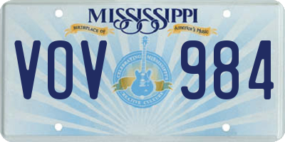 MS license plate VOV984