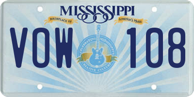 MS license plate VOW108