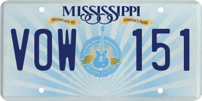 MS license plate VOW151