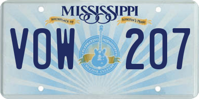 MS license plate VOW207