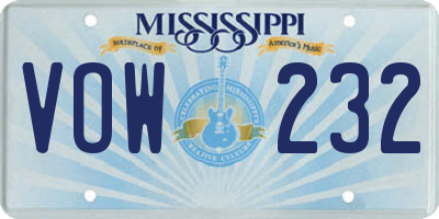 MS license plate VOW232