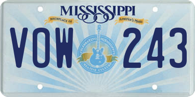 MS license plate VOW243