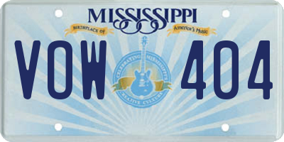 MS license plate VOW404