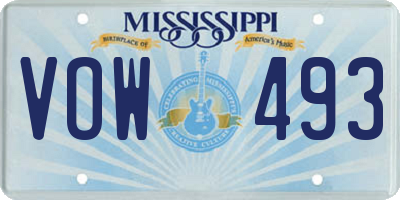 MS license plate VOW493