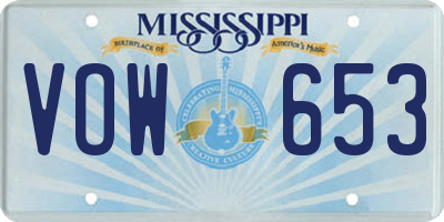 MS license plate VOW653
