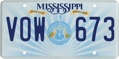 MS license plate VOW673