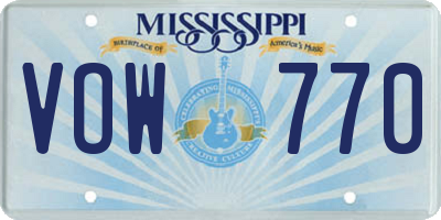 MS license plate VOW770