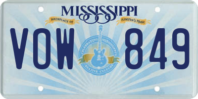 MS license plate VOW849