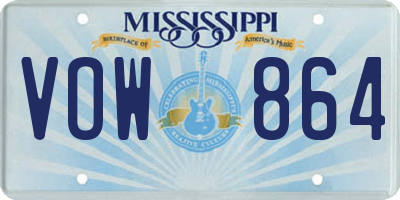 MS license plate VOW864