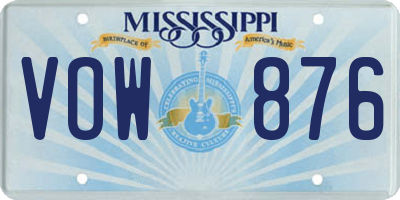 MS license plate VOW876
