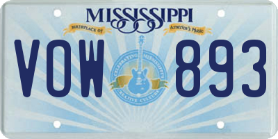 MS license plate VOW893