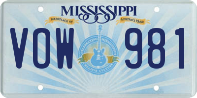 MS license plate VOW981