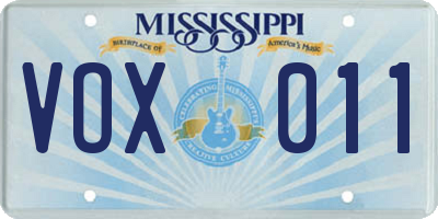 MS license plate VOX011