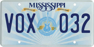 MS license plate VOX032