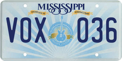 MS license plate VOX036