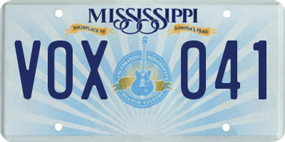 MS license plate VOX041