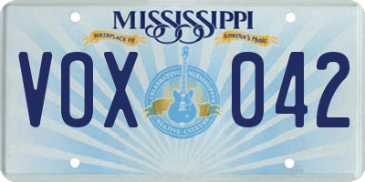 MS license plate VOX042