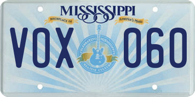 MS license plate VOX060